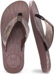 KuaiLu Mens Flip Flops Arch Support Orthotic Orthopedic Plantar Fasciitis Comfortable Waterproof Open Toe Summer Beach Leather Thong Sandals Cushion Slip on Slippers Brown Size 14