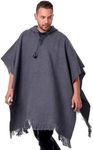 INTI ALPACA Alpaca Hooded Poncho for Men- Wool Cape with Hood - Winter Long Poncho - Comfortable House Coat-Solid Color, Dark Gray, One Size