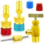 FANOVO R1234YF to R134A Quick Coupler Adapter R1234yf to R134a Conversion Kit R1234YF High and Low Side Quick Couplers Kit with R1234YF Can Tap Valve-Self-Sealing for R1234yf Car AC System (A)