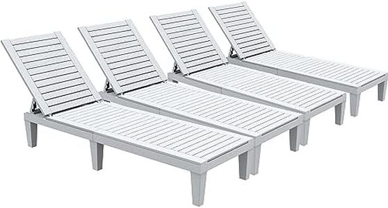 YITAHOME Outdoor Chaise Lounge Chairs Set of 4 with Adjustable Backrest, Sturdy Loungers for Patio & Poolside, Easy Assembly & Waterproof & Lightweight with 265lbs Weight Capacity, Grayish-White