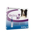 VECTRA® 3D Pesticide for Dogs – 3 Pipettes for Flea, Ticks and Mosquito Repellent for Dogs 10/25 kg – Protects Against Fleas, Ticks, Phlebotomes and Flies