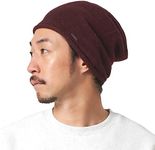 CHARM 100% Cashmere Wool Women Mens Beanie - Knit Slouchy Beanie Hat Cap Light Weight All Season Burgundy