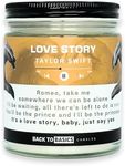 Back to Basics | Love Story - 9oz Vegan Soy Coconut Wax Lavender Scented Candle for Home Decor, Birthday Gifts for Women, Men, Best Friend | Relaxing Aromatherapy Made in USA