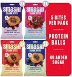 Smash Foods Energy Bites | Variety Pack | 5 Gluten-Free Vegan Snack Balls with No Sugar Added | Protein, Superfood Jam, Chia Seeds | On-the-Go Convenience | 8 Packs