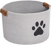 Xbopetda Round Cotton Rope Basket Pets Toy Storage Bin - Storage Chest for Dog Toys Laundry Basket Living Room Organizer Dog Stuff Box Storage （Gray）