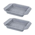 Femora Carbon Steel Stone Ware Non-Stick Coated Baking Dish (28 x 23 x 4 cm), Set of 2