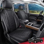 FREESOO Silverado Faux Leather Full Set Seat Covers, Fit for 2019-2024 Silverado GMC Sierra 1500 Crew Cab Waterproof Truck Seat Covers Black