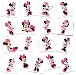 Minnie Birthday Party Supplies, 34Pcs Temporary Tattoos Party Favors, Removable Tattoo Stickers for Goody Bag Treat Bag Stuff for Mouse Birthday Party Decoration