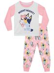 Bluey Girls Pajamas | Night Night Long Sleeve Girls' Sleepwear | Girls Pjs | Pink | 8