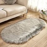 Faux Sheepskin Rug Long Artificial Faux Fur Blanket Decorative Blankets for Bed Carpet Floor Mat Home Decoration 3x5ft Bay Window Rug,Grey