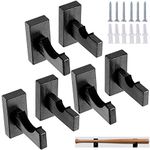 HAKZEON 6 PCS Baseball Bat Display Case Holder, Solid Wood Rack Brackets Baseball Bat Hanger Wall Mount with 9 Protective Plugs and 9 Hidden Screws for Horizontal Display, Black