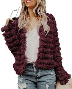 Inorin Womens Open Front Cardigan Faux Fur Coat Vintage Parka Shaggy Jacket Fall Warm Coat Tops