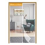 Yotache Fly Screen Door White with Magnets 90 x 210 cm, Reinforced Polyester with Full Frame Hook&Loop Strip and Special Windproof Hasp Design