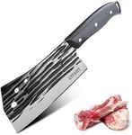 Meat Cleaver, 7 Inch Full Tang Chinese Knife High Carbon Stainless Steel Kitchen Knife with Blade Guard for Cutting Chopping Meats, Small Bones and Vegetables