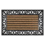 HOKIPO Natural Rubber Coir Rectangular Doormat with Designer Border, Anti-Slip Rubber Backing, 45x75 cm (IN-497)