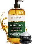 Cosmetasa Sore Muscle Massage Oil with Massage Ball Roller - Soothes Muscle and Joint Pain with Arnica Extract, Peppermint, Chamomile, and Lavender Oil