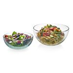 Libbey 99063 Set Selene 2-Piece Multi-Size Glass Serving Bowls, 8, 10-inch, Clear
