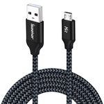 Micro USB Cable PS4 15FT,iSeekerkit Extra Long Braided Type A Male to Micro-B Male Charging Data Cord Compatible for Samsung Galaxy S6 S7 Edge, PS4 Controller, Smartphones(Black)