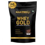 NAKPRO Gold Whey Protein Concentrate 2kg Chocolate | 25.5g Protein, 5.6g BCAA | Trustified Certified 100% Authentic Supplement Powder & No Adulteration | Fast Absorbing Whey Protein Powder