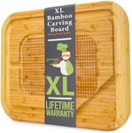 GREENER CHEF 18 Inch Extra Large Turkey Carving Board with Lifetime Replacements, XL Turkey Cutting Board and Platter, Wooden Butcher Block Wood Cutting Board, Meat Cutting Board with Pour Spout