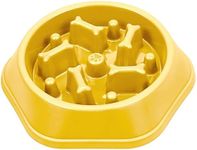 Pashu Barn Large 500ml Slow Feeder Dog Bowl - Interactive Pet Feeder Anti-Slip Base to Promote Healthy Eating, Reduce Overeating, Bloating, Vomiting, and Obesity - (Yellow)