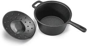 COMMERCIAL CHEF 2 Quart Cast Iron Saucepan, Dutch Oven Cast Iron Saucepan with Lid and Looped Handle, Camping Cookware & Sauce Pan for Indoor & Outdoor Recipes