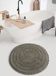 SASHAA WORLD Round Reversible Crochet Bath Mat, Super Absorbent 100% Cotton & Quick Dry Bath Rug for Bathroom Floor Mats (60 cm,Grey)