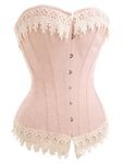 Alivila.Y Fashion Womens Sexy Vintage 1920s Renaissance Lace Trim Corset Bustier 2606-Pink-L