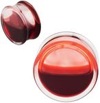 Longbeauty 2Pcs Acrylic Red Liquid Blood Double Flare Ear Plugs Tunnels Gauge 0g