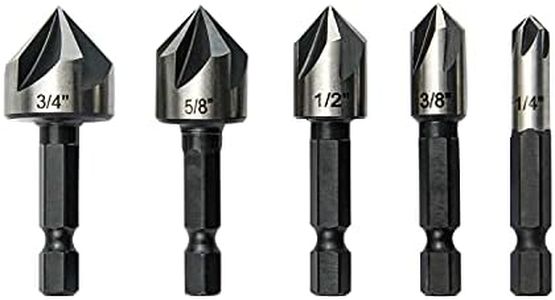 wesleydrill 5 pcs Countersink Drill Bit Set，82 Degree Counter Sink， Fit for Sink Holes into Most Machinable Metals, Plywood, Softwood, Hardwood, Fiberglass Plastic, Mild Steel