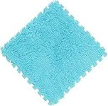 Moon Tile Foam Interlocking Carpet Tiles - Durable Puzzle Multicolour Washable Floor Mat Square Rug for Warm Fluffy Travel Bedroom and Kids Room Pack of 10 (Blue)