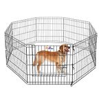 Pups&Pets Foldable Metal Pet Exercise and Playpen with Out Door and Indoor Fence for Pups and Dogs (30 Inch, 30x30 Inch, 6-Panels)