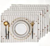 ALSTONIA Handmade Cotton Dining Table Placemats | Heat Resistant Dining Table Place Mats |Kitchen Tabletop|Kitchen Coffee Center Table & Eating Areas (Brown & White, 6 Pcs Placemats with Runner)