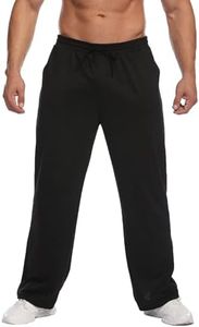 Deyeek Men's Lightweight Sweatpants Open Bottom Loose Fit Sweat Pants for Men Straight Leg Casual Lounge Pants with Pockets Black