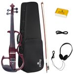 Cecilio CEVN-2NA Ebony Fitted Silent Electric Violin, Style 2, Metallic Mahogany, Size 4/4 (Full Size)