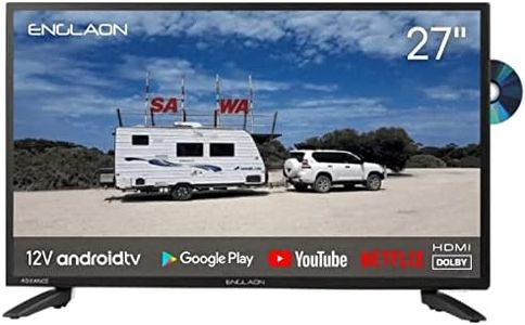 ENGLAON 27 Inch Full HD TV with LED Android 11 Smart 12V Display and Built in DVD Player Combo with Bluetooth & Chromecast for Caravan Motorhome Camper or RV