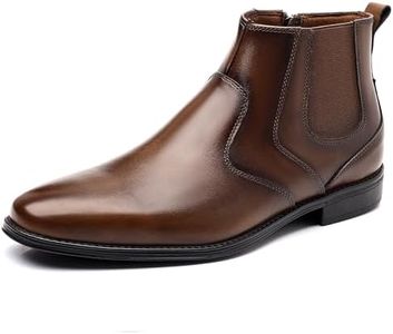 Holy dove Mens Yellow Brown Chelsea Dress Boots with Side Zipper & Slip-On Ankle, Genuine Leather Casual Boots for Men, Size 11