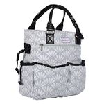 CHARISMOMIC Baby Diaper Bag For Mom Multifunctional Waterproof Diaper Tote Bag/Organizer Large Capacity Hand Bag Convertible To Tote And Sling Style, Pastel Aqua Chi (Grey),1 Count