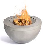 MDA Designs Tabiti Light Grey Lavish Garden & Patio Gas Fire Pit with Eco-Stone Finish