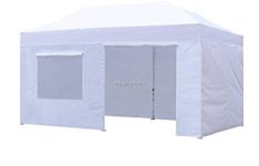 Invezo Gazebo Tent for Outdoor 10 x 20 feet with 4 Side Cover (1 Door and 1 Window) Extra 60 kgs White (Canopy Tent, 10 x 20 feet Tent) Portable and Foldable (3 x 6, White)