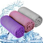 YQXCC 3 Pcs Cooling Towel (120x30 cm) Cool Cold Towel for Neck, Microfibre Ice Towel, Soft Breathable Chilly Towel for Yoga, Golf, Gym, Camping, Running, Workout & More Activities