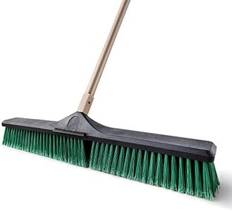 Eyliden Heavy Duty Push Broom 24" - Garage Sweeper Brooms with 66" Metal Long Handle, Outdoor Stiff Bristles Concrete Floor Brush for Sidewalk Driveway Yard Patio Deck Warehouse Sweeping, Sweep Snow