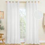 LAMIT White Linen Textured Curtains for Bedroom, Grommet Thermal Insulated Thick Faux Linen Curtains Noise Reducing Window Treatment Drapes for Living Room/Kitchen, Set of 2 Panels, W52 x L90