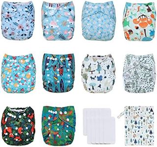 TDIAPERS Baby Cloth Diapers Washable Reusable One Size Adjustable for Baby 10 Pack with 10 Pcs Microfiber Inserts, 1 Wet Bag