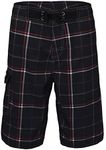 Nonwe Men's Beachwear Board Shorts Quick Dry Plaid Pattern Black 30