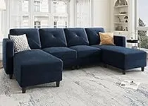 HONBAY Velvet Sectional Sofa with C
