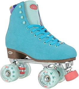 VNLA Parfait Women’s Roller Skates | Trendy, Comfortable & Perfect for Wide Feet | High-Top Quad Skates - Aqua - Ladies 5