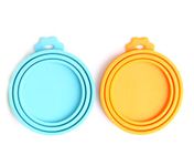 Comtim Pet Food Can Cover Silicone Can Lids for Dog and Cat Food(Universal Size,One fit 3 Standard Size Food Cans),Blue and Orange