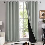 Deconovo 100% Blackout Blinds, Extra Long Room Devider Curtains, Window Treatment Curtains for Large Patio Sliding Door, Thermal Insulated Grey Curtains for Bedroom, (Grey, Set of 2, 52 W by 108 L)