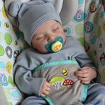 JIZHI Lifelike RebornBaby Dolls Boys Soft Full Vinyl Body 17 Inch Sleeping Realistic Newborn Baby Dolls Real Life Baby Dolls Gift Set Kids Toys for Age 3+